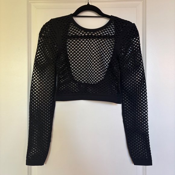 Alo yoga knit top shirt Seamless Open Air Cover Up Black Size S - Picture 4 of 12